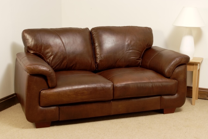 Isabella Leather Sofa - 2 Seater - Brown Analine Leather - Click Image to Close